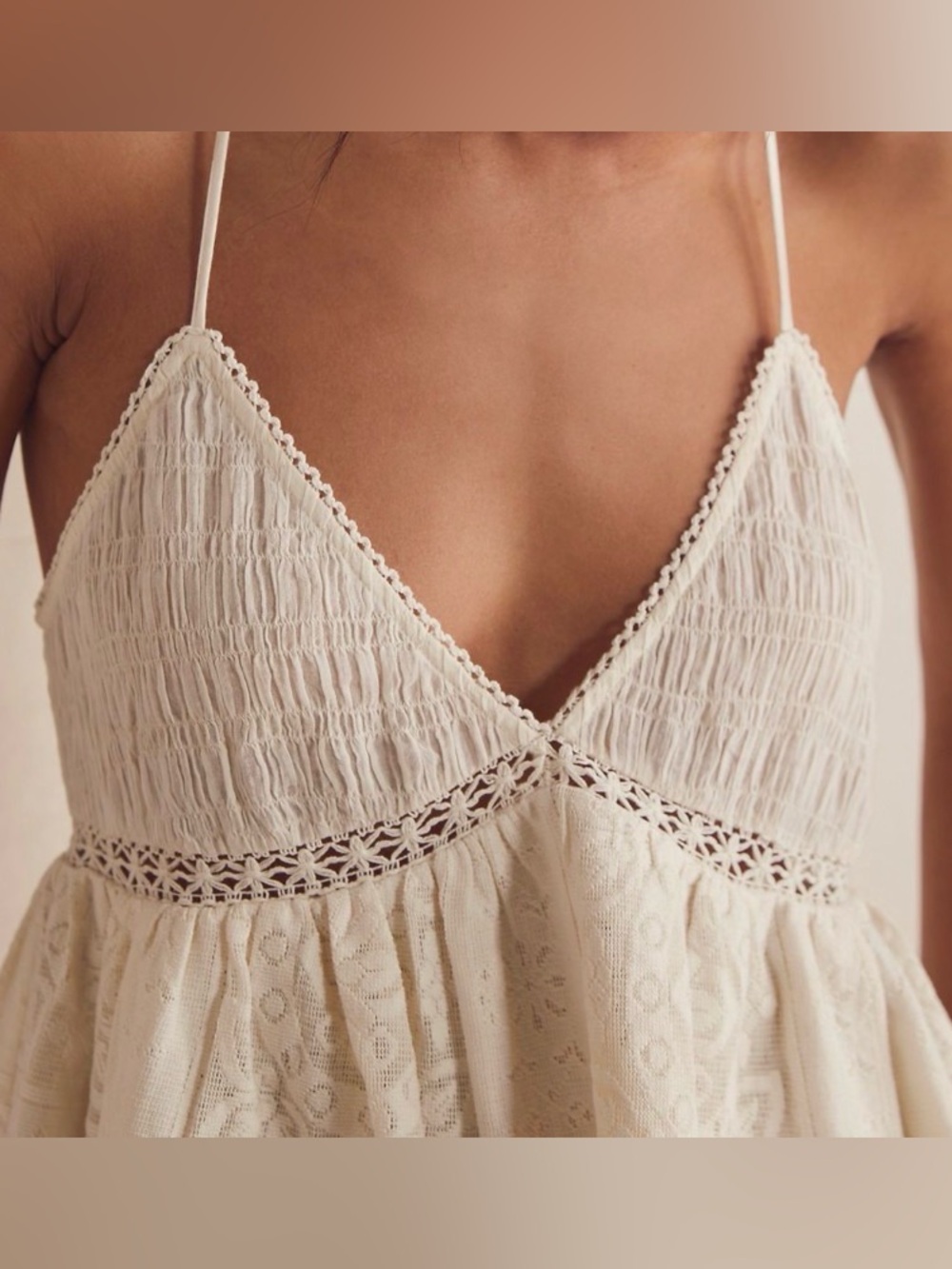 Free People Without a Doubt Cami crochet shirred camisole tank Cami new tank